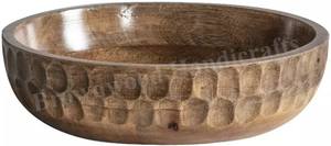 Tazón grande de madera ecológico para servir ensalada de frutas con utensilios para servir tazón de mezcla para preparación de fiestas Uso de mostrador de cocina - Product Image 5