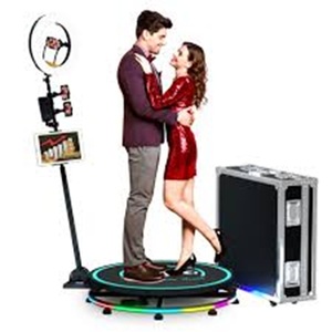 Plateforme en verre de qualité supérieure pour cabine photo 360° avec lumières RGB, application logicielle et caméra rotative automatique à 360° pour fêtes - Product Image 1