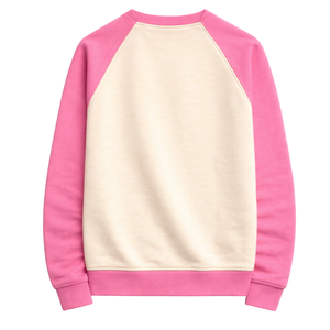 เสื้อสเวตเชิ้ตแขนแร็กแลน คอกลม สไตล์นิวทรัล เลกาซี สำหรับสตรี สีชมพูและสีเขียว ชุดนักศึกษาหญิง ชุดพี่น้องนักศึกษาหญิง ชุดนักเรียนหญิงกรีก - Product Image 4