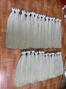 วิกผมแท้สีบลอนด์แพลตตินัมเรมี่ผมต่อและวิกผมไม่หลุดร่วงง่ายจากเวียดนาม - Product Image 3