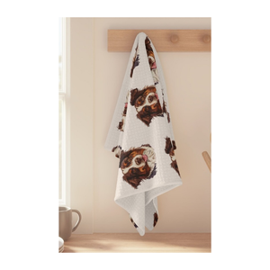 Premium 100% coton brodé bleu Lucky Horse GOTS certifié séchage rapide Anti-rides lourd 500GSM finition douce serviette de cuisine - Product Image 3