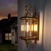 SIMIG Applique murale à LED en verre doré tout cuivre pour intérieur et extérieur Appliques d'angle de jardin Applique murale fantaisie pour jardin, couloir