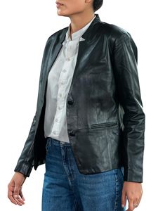 Women's High Quality Sheep Skin <b>Leather</b> Quilted <b>Jacket</b> Winter Fashion <b>Faux</b> Cotton Custom Made <b>Plus</b> <b>Size</b> Motorbike Street Button - Product Image 6