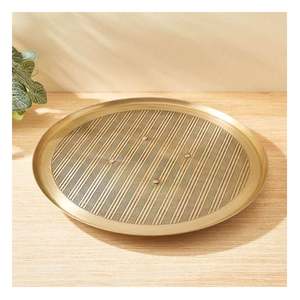 Plateau en métal pour le service et la décoration des aliments utilisé pour la maison Restaurant utiliser forme ronde avec design martelé à bas prix - Product Image 2