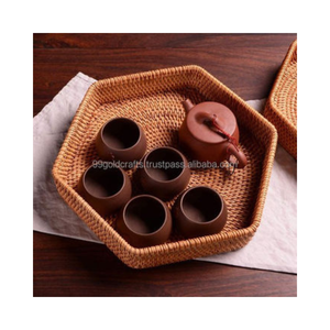 ข้อเสนอที่ดีที่สุดการจัดอันดับสูงรอบหวายทอถาดที่มีด้ามจับหวายออตโตมันถาดจากเวียดนามเพื่อการส่งออก - Product Image 6