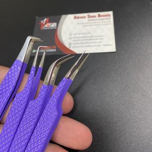 Pinzas Profesionales para Extensión de Pestañas de Acero Inoxidable con Recubrimiento de Fibra Puntiaguda, Color Morado, Marca Privada Personalizada, Estilo Japonés 45 - Product Image 3