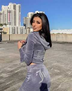 Women's 100% Cotton Solid Pattern Hooded Tracksuits From Pakistan Customizable Winter Sets with Breathable Pants - Product Image 2