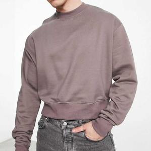 Logo personnalisé Sweat-shirt court pour hommes 100% coton de haute qualité Pull-over Rib CrewNeck Blank Crop Sweatshirt pour hommes Hoodies - Product Image 2