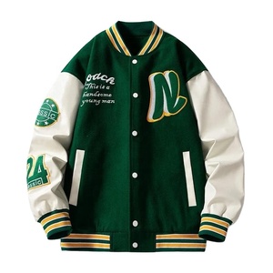 Veste de baseball en chenille à col montant pour homme, nouvelle conception, ample, avec patchs en chenille, veste matelassée d'automne - Product Image 3