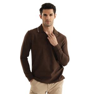 เสื้อโปโลถักคุณภาพสูงสำหรับผู้ชาย ฤดูร้อน สีพื้น เรียบง่าย แฟชั่น กระดุมติด ระบายอากาศได้ดี - Product Image 1