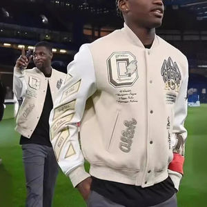 เสื้อแจ็คเก็ตวาร์ซิตี้แบบพรีเมียมรุ่นใหม่ปี 2026 ผลิตตามสั่ง แขนเสื้อหนังคุณภาพสูงและงานปัก เสื้อโค้ทเบสบอลแบบ Letterman สำหรับผู้ชายสไตล์วิทยาลัย - Product Image 6