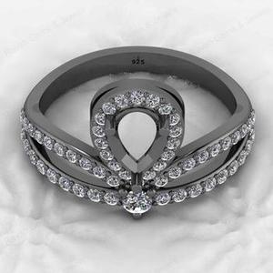 Anillo de Cóctel de Plata de Ley 925 de Alta Calidad con Microincrustaciones de Circonita Cúbica en Forma de Pera de 8x5 mm, Ideal para Joyería con Piedras Preciosas - Product Image 6