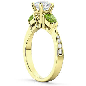 Bague de fiançailles en or jaune 14 carats avec diamant et péridot poire 0,79 ct - Élégance élégante - Product Image 1