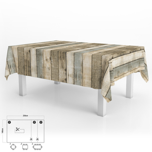Tovaglia rettangolare in tela cerata antimacchia, 140 x 250 cm. Assi di legno - Product Image 1