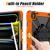 Étui de tablette robuste professionnel pour iPad Pro 13 pouces M4 M5 avec support rotatif, sangle de transport, coque en PC rigide et silicone résistante aux chocs