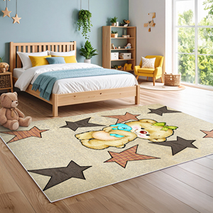 Mimoza Cartoon Teddy Bear Kids Rug Nursery Baby Room Carpet <strong>Star</strong> Pattern Decorative Toddler Bedroom Rug OEM ODM - Product Image 1