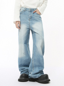 Nuevos pantalones negros sueltos personalizados para hombre, pantalones vaqueros holgados para hombre con logotipo - Product Image 2