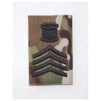 Écusson brodé en toile à coudre pour commandant, avec broderie en dentelle bronze, pour grade de majorette de fanfare (sergent instructeur) Multicam, avec épingle de sûreté