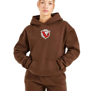 Women Custom Winter Front Logo Plush Hooded <b>Printed</b> Long Sleeved Oversized Hoodies 100% Cotton Fleece Streetwear - Product Image 1