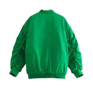 Chaqueta Bomber de invierno personalizada para hombre, Color sólido, manga larga, cremallera, cuello redondo, nuevo color, estilo de piloto informal para mujer - Product Image 2