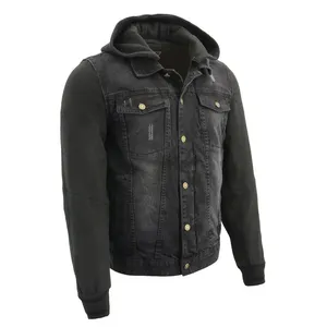 Blouson de moto en cuir Narson pour hommes adultes, en Cordura et denim, coupe-vent, respirant, imperméable, pour course automobile et motocross - Product Image 1