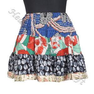 Mini jupe Boho-Mini jupe sari en coton de style occidental-Mini jupe de travail à patchs haute et basse tendance Boho Patch multicolore élégant - Product Image 6