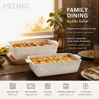 Plat à four rectangulaire en céramique blanche JOZING, plat à lasagnes gaufré, vaisselle de table, fournisseur de vaisselle, compatible four et lave-vaisselle