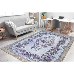 Tapis bleu à motifs médaillons : style ethnique persan, tapis épais de salon, tapis doux non tissé - Product Image 3