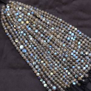 AAA + labradorite ลูกปัดกลมขนาด5มม.-9มม. ลูกปัดหินอัญมณีกึ่งมีค่าประกายตามธรรมชาติสูง - Product Image 2