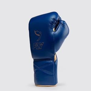 Nuevo modelo Fly Pro Punching Competition Lace Up Guantes de boxeo azul oscuro Precio barato Guantes de boxeo con mosca de cuero de vaca genuino - Product Image 2