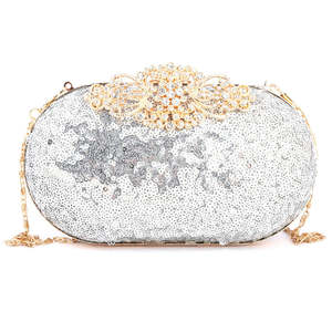 Women's Bridal <b>Clutch</b> (Rj-4) - <b>Silver</b> - Product Image 3