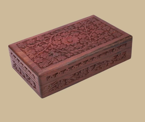 Direct From India Vintage Style Rectangle <b>Wooden</b> Storage <b>Boxes</b> with Quality Carved Design for Home Decor and Jewelry Display - Product Image 1