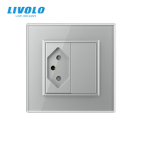 Prise standard suisse LIVOLO EU 10A 250V Type J à 3 broches rondes, module en verre premium pour le Liechtenstein et la Suisse