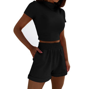 Conjunto de pantalones cortos de poliéster transpirable para mujer, servicio OEM al por mayor, Camiseta holgada y pantalones cortos para correr y trotar, 2025 - Product Image 3