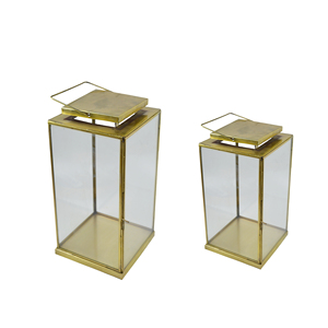 Tema dorado Diseño de acabado coloreado Portavelas Linternas Decoración interior T-light Holder Linternas - Product Image 1
