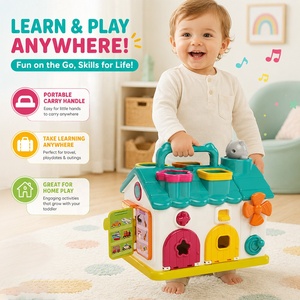 Jouet éducatif interactif 6-en-1 pour bébé et tout-petit, avec tri de formes musicales, motricité <span class=keywords><strong>fine</strong></span>, en ABS, activité Montessori, maison d'activités - Product Image 4