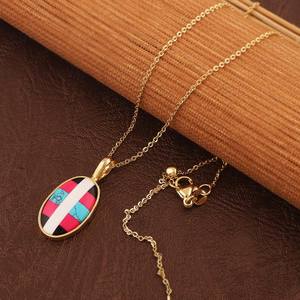 Collar con Colgante de Turquesa Color Algodón de Azúcar, Chapado en Oro, Gema de Turquesa Ovalada, Joyería Boho Hecha a Mano |   Regalo para Ella - Product Image 3