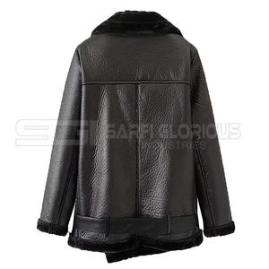 Chaqueta de cuero de terciopelo para mujer de estilo largo nuevo de otoño e invierno con doble cremallera y cinturón chaqueta de alta calidad OEM - Product Image 4