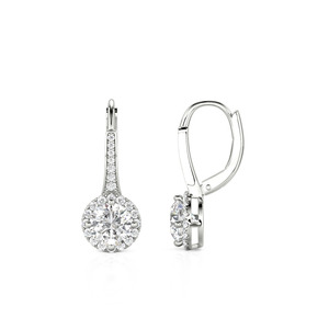 Boucles d'oreilles pendantes Jeulia Custom Classic Round Cut Halo Fashion - Product Image 2