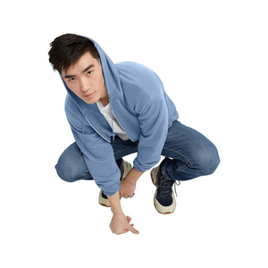 เสื้อฮู้ดมีซิปสำหรับผู้ชายผ้านุ่มเฮฟวี่เวทวัสดุทำจากวัสดุสีทึบออกแบบได้ตามต้องการ - Product Image 4