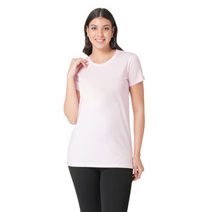 Camiseta de mujer con logotipo personalizado de alta calidad, camisetas de manga corta con cuello redondo hechas de algodón y poliéster - Product Image 6