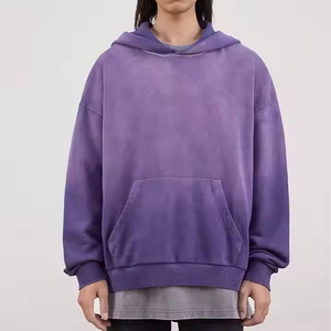 Pull à capuche en polaire délavé pour hommes Streetwear 100% coton anti-rétrécissement haut chaud d'hiver lourd - Product Image 2