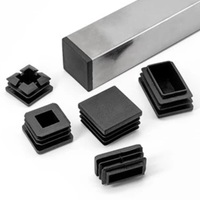 Pads de protection noirs en caoutchouc EPDM creux carrés de 13x26mm pour pieds de meubles, tables et chaises, modèle Thaïlande BLPR13x26