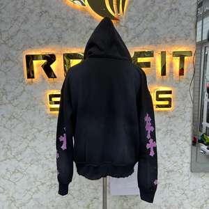 Sweat à capuche noir premium avec motif de points en strass, veste d'hiver streetwear personnalisée, sweat à capuche zippé décontracté personnalisé pour hommes - Product Image 6