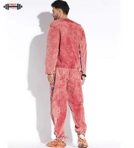 Men's Winter Black Cotton Acid Wash Custom Made High Quality Fleece Breathable Printed Hooded Regular <b>Tracksuit</b> Unique Design - Product Image 5
