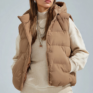 Chaleco Acolchado para Mujer, Abrigo con Capucha, Ropa de Invierno, Chaleco Sin Mangas, Ropa de Moda para Mujer, Chaleco Acolchado - Product Image 1