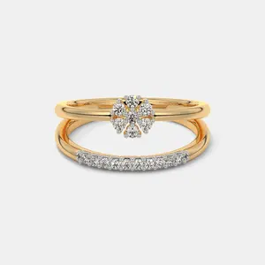 Anillo de Compromiso con Banda Floral de Diamantes de Oro Premium para Mujer, Corte Redondo de 0.30 Ct, Joyería Nupcial Elegante, Proveedor Mayorista - Product Image 4