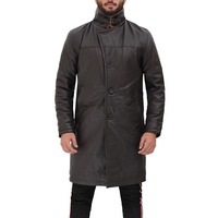Veste en cuir trench-coat à carreaux slim fit pour homme en gros, veste à simple boutonnage, de haute qualité, couleur noire, respirante, séchage rapide
