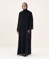 Nouvelle Abaya Islamique Modeste pour Femme 2025, Ouverte sur le Devant, Longueur Ras du Sol, Coupe Ample, Col et Manches Longues, Infroissable, Faite à la Main, en Georgette/Nida