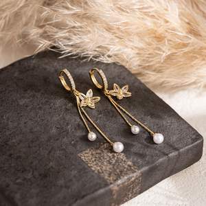 Oferta de San Valentín, Pendientes Colgantes de Plata de Ley 925 con Baño de Oro Vermeil de 18k, Diseño de Flor Bohemia, Engaste de Bisel, para Mujer, para Fiesta - Product Image 4